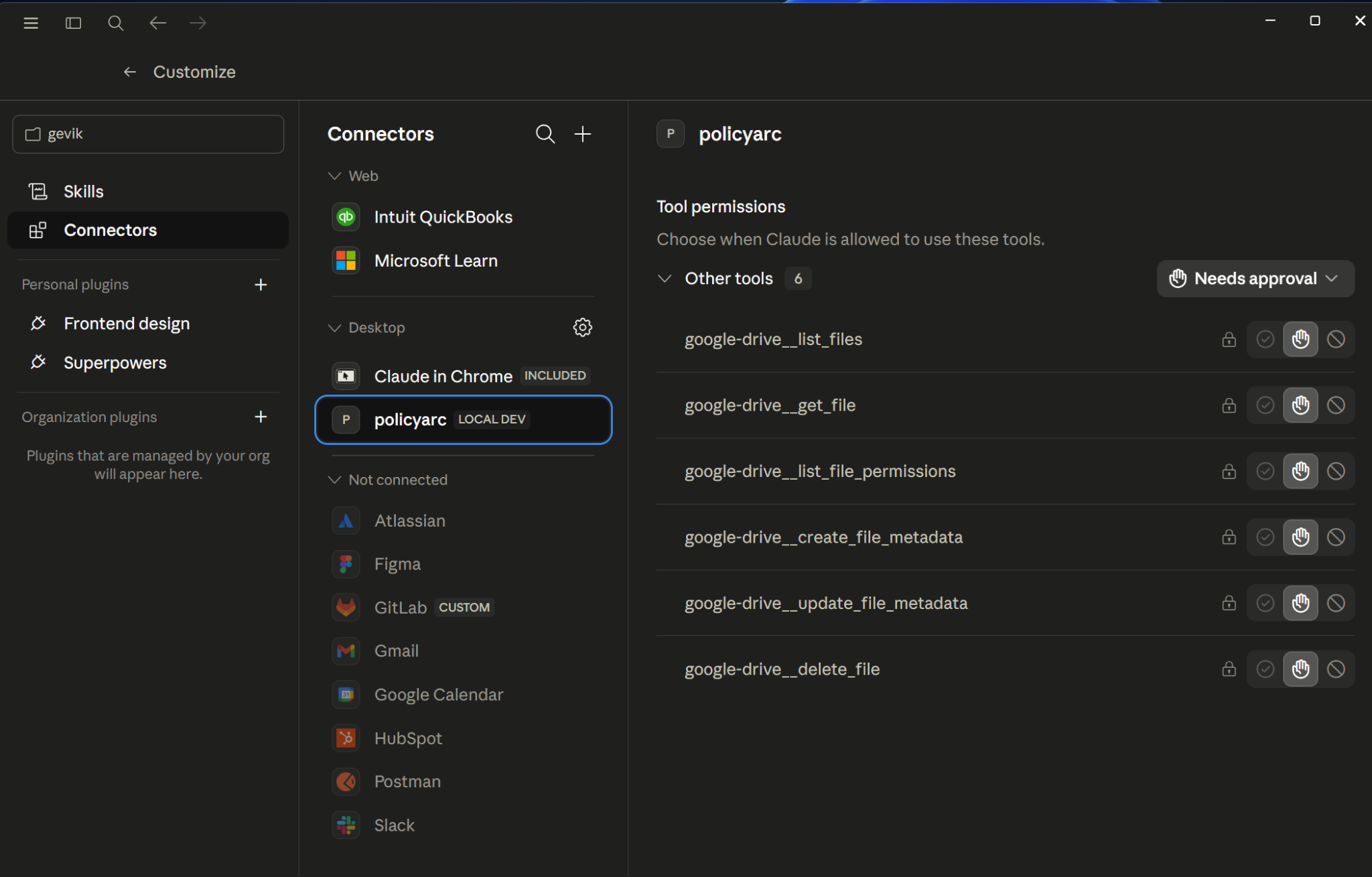 Connectors — tools list